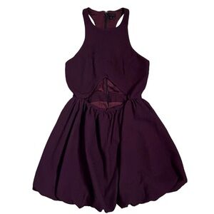 NBD Burgundy Cutout Bubble Hem Mini Dress